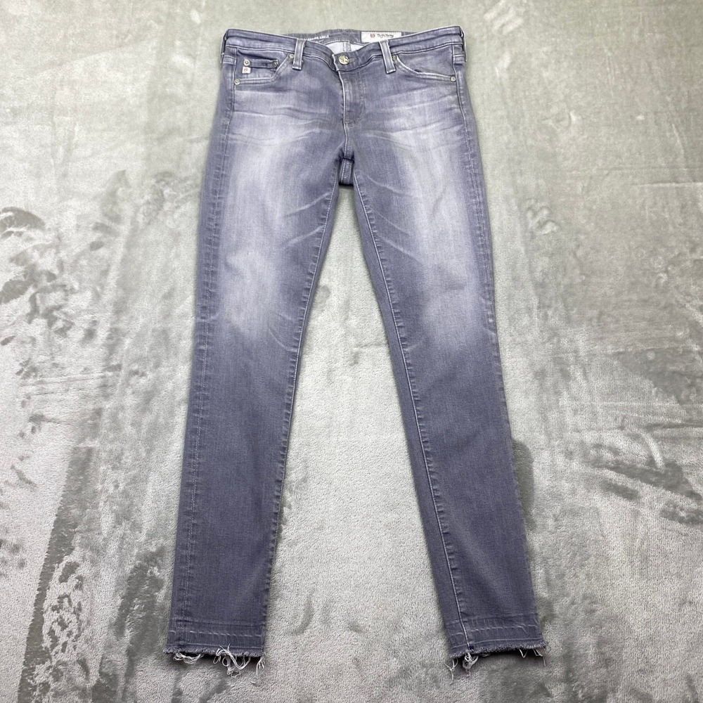 AG Adriano Goldschmied The Legging Ankle Super Skinny Jeans Grey Distressed 28R